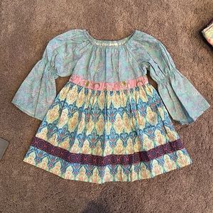 Matilda Jane Peasant Top W Tie Back Blue/Pink/Teal